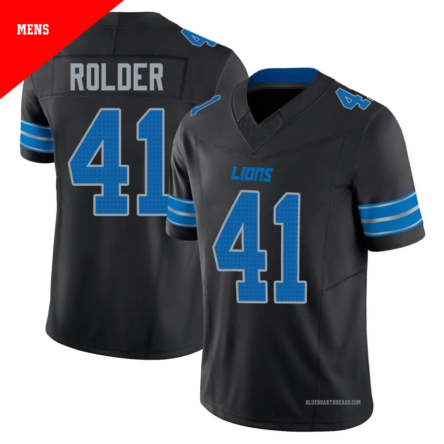 Men's Jimmy Rolder ＃41 Detroit Lions Black Limited Alternate Vapor F.U.S.E. 2nd Jersey