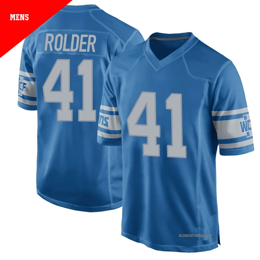 Men's Jimmy Rolder ＃41 Detroit Lions Blue Game Throwback Vapor Untouchable Jersey