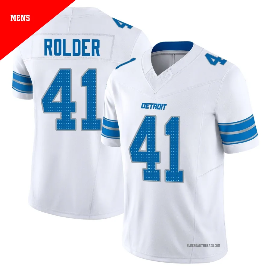 Men's Jimmy Rolder ＃41 Detroit Lions White Limited Vapor F.U.S.E. 2nd Jersey