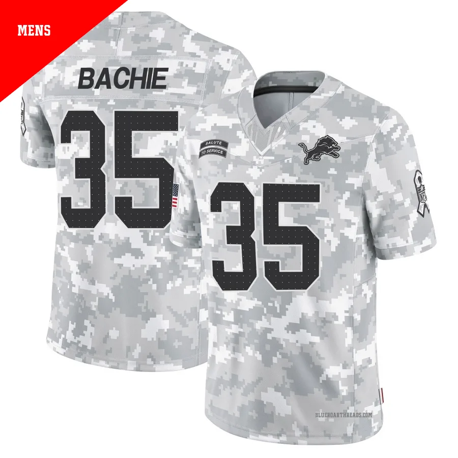 Men's Joe Bachie ＃35 Detroit Lions Arctic Camo Limited 2024 Salute to Service Jersey