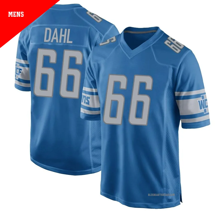 Men's Joe Dahl ＃66 Detroit Lions Blue Game Team Color Jersey