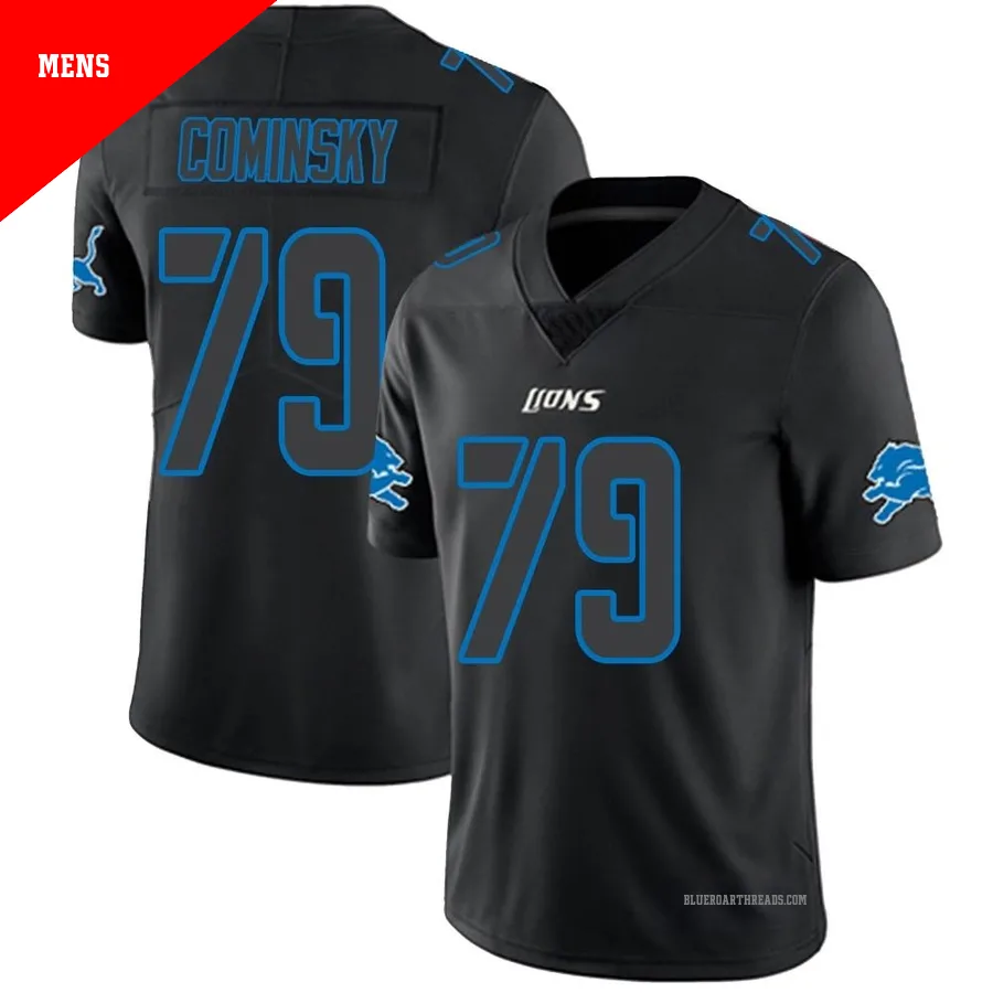 Men's John Cominsky ＃79 Detroit Lions Black Impact Limited Jersey