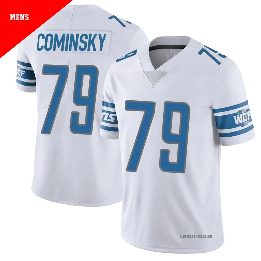 Men's John Cominsky ＃79 Detroit Lions White Limited Vapor Untouchable Jersey