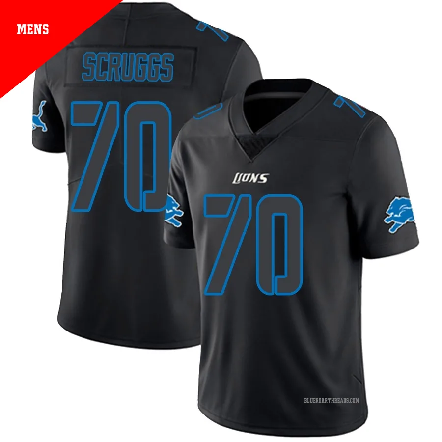 Men's Juice Scruggs ＃70 Detroit Lions Black Impact Limited Jersey