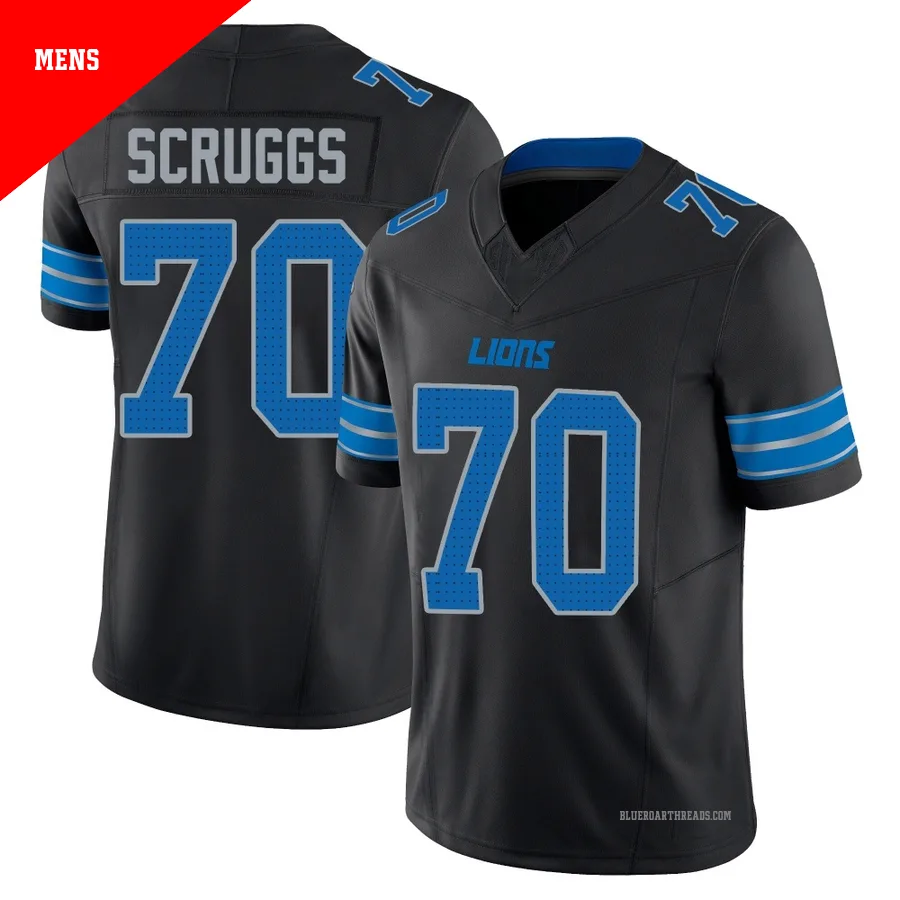 Men's Juice Scruggs ＃70 Detroit Lions Black Limited Alternate Vapor F.U.S.E. 2nd Jersey