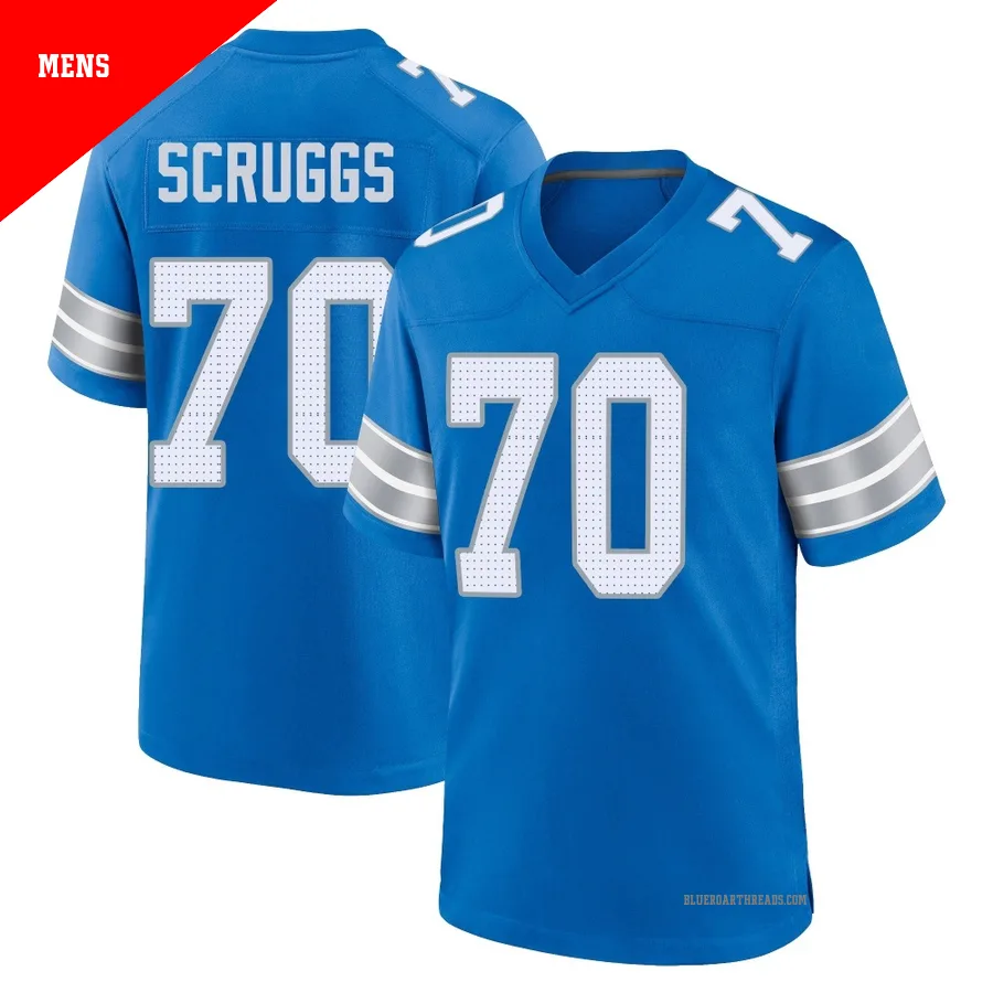 Men's Juice Scruggs ＃70 Detroit Lions Blue Game 2nd Jersey