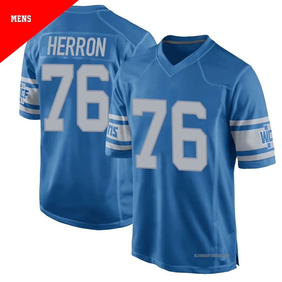 Men's Justin Herron ＃76 Detroit Lions Blue Game Throwback Vapor Untouchable Jersey