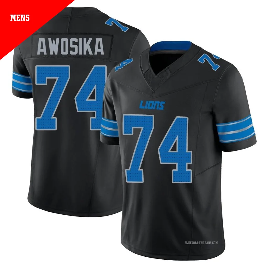 Men's Kayode Awosika ＃74 Detroit Lions Black Limited Alternate Vapor F.U.S.E. 2nd Jersey