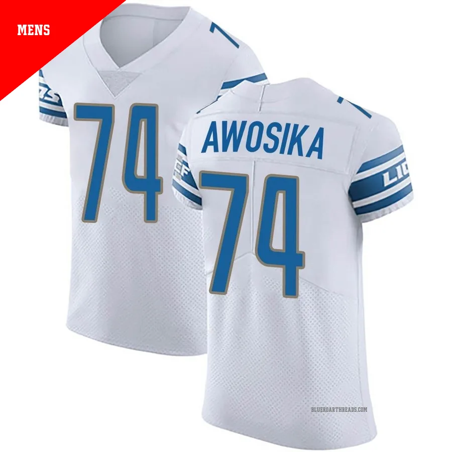 Men's Kayode Awosika ＃74 Detroit Lions White Elite Vapor Untouchable Jersey