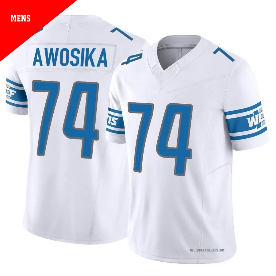 Men's Kayode Awosika ＃74 Detroit Lions White Limited Vapor F.U.S.E. Jersey