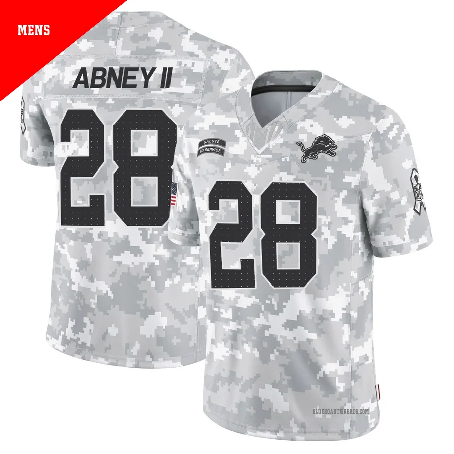Men's Keith Abney II ＃28 Detroit Lions Arctic Camo Limited 2024 Salute to Service Jersey