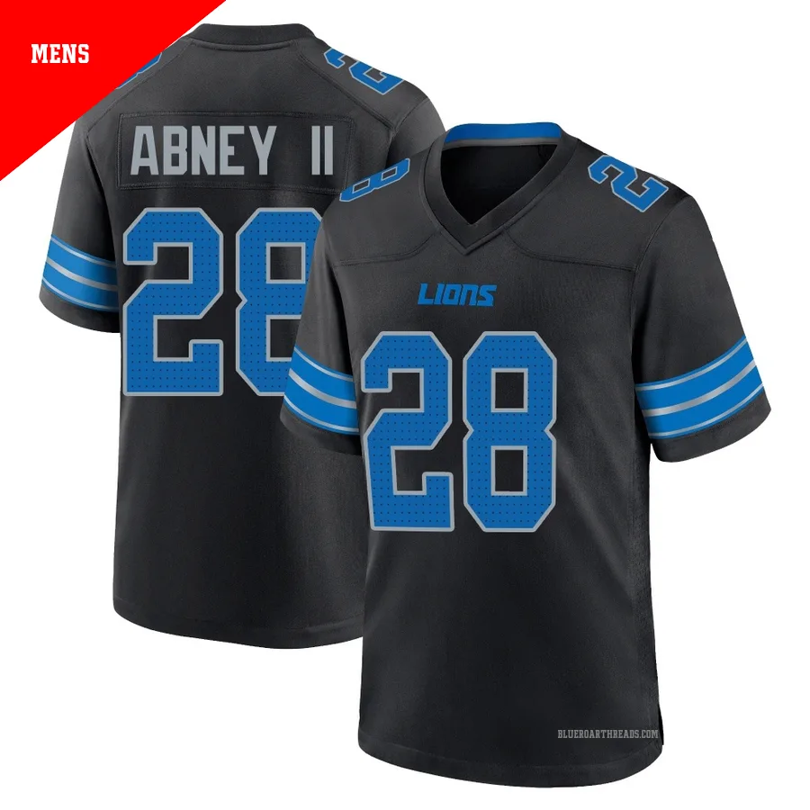 Men's Keith Abney II ＃28 Detroit Lions Black Game Alternate 2nd Jersey