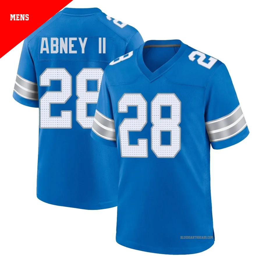 Men's Keith Abney II ＃28 Detroit Lions Blue Game 2nd Jersey