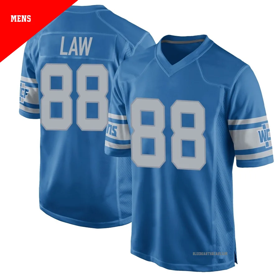 Men's Kendrick Law ＃88 Detroit Lions Blue Game Throwback Vapor Untouchable Jersey