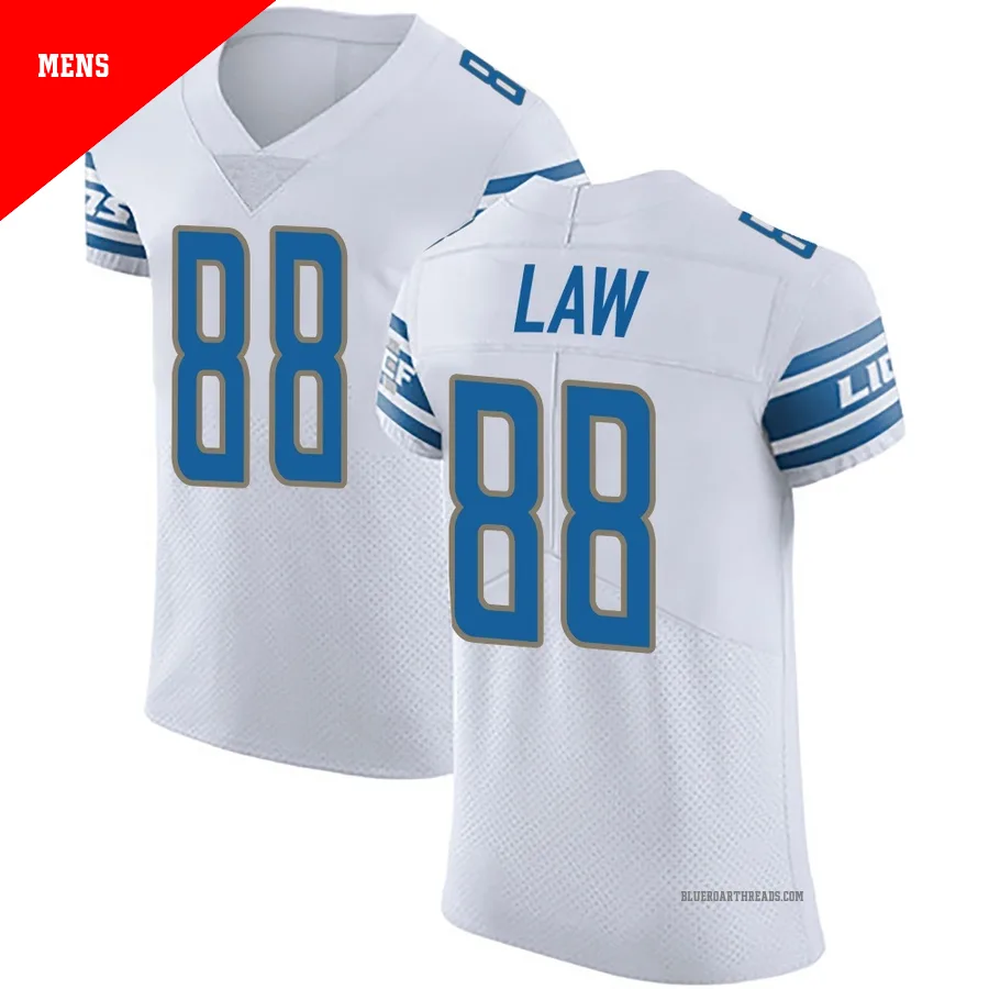 Men's Kendrick Law ＃88 Detroit Lions White Elite Vapor Untouchable Jersey