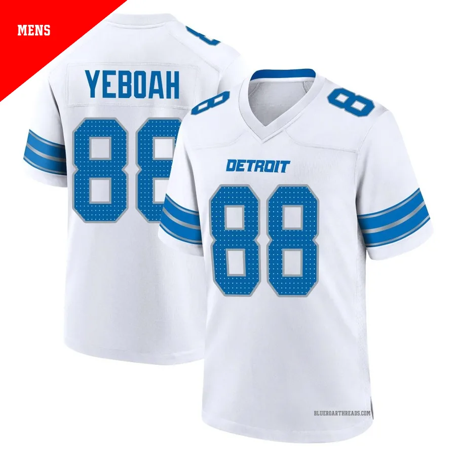 Men's Kenny Yeboah ＃88 Detroit Lions White Game 2nd Jersey