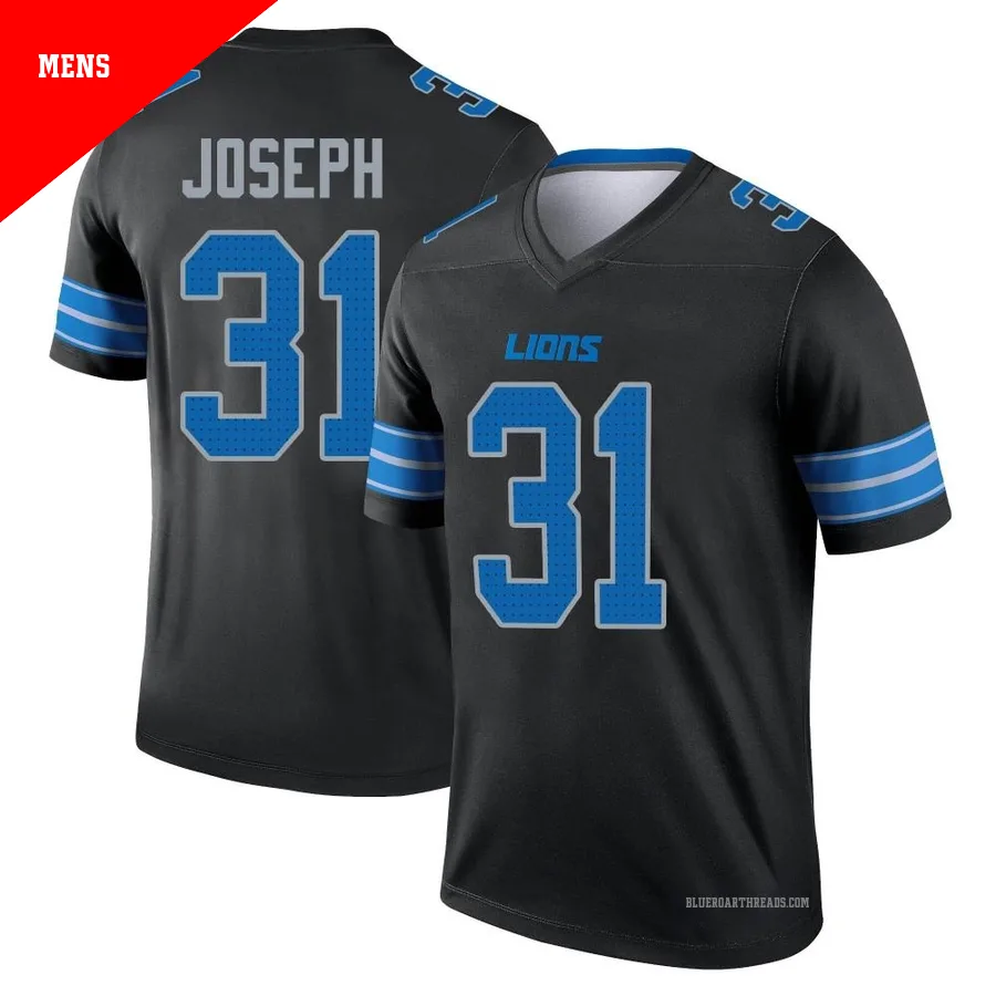 Men's Kerby Joseph ＃31 Detroit Lions Black Legend Jersey