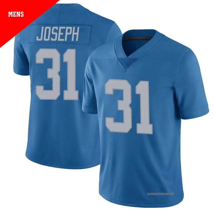 Men's Kerby Joseph ＃31 Detroit Lions Blue Limited Throwback Vapor Untouchable Jersey