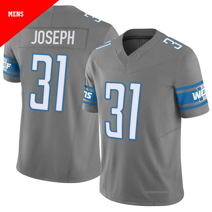 Men's Kerby Joseph ＃31 Detroit Lions Limited Silver Vapor F.U.S.E. Jersey
