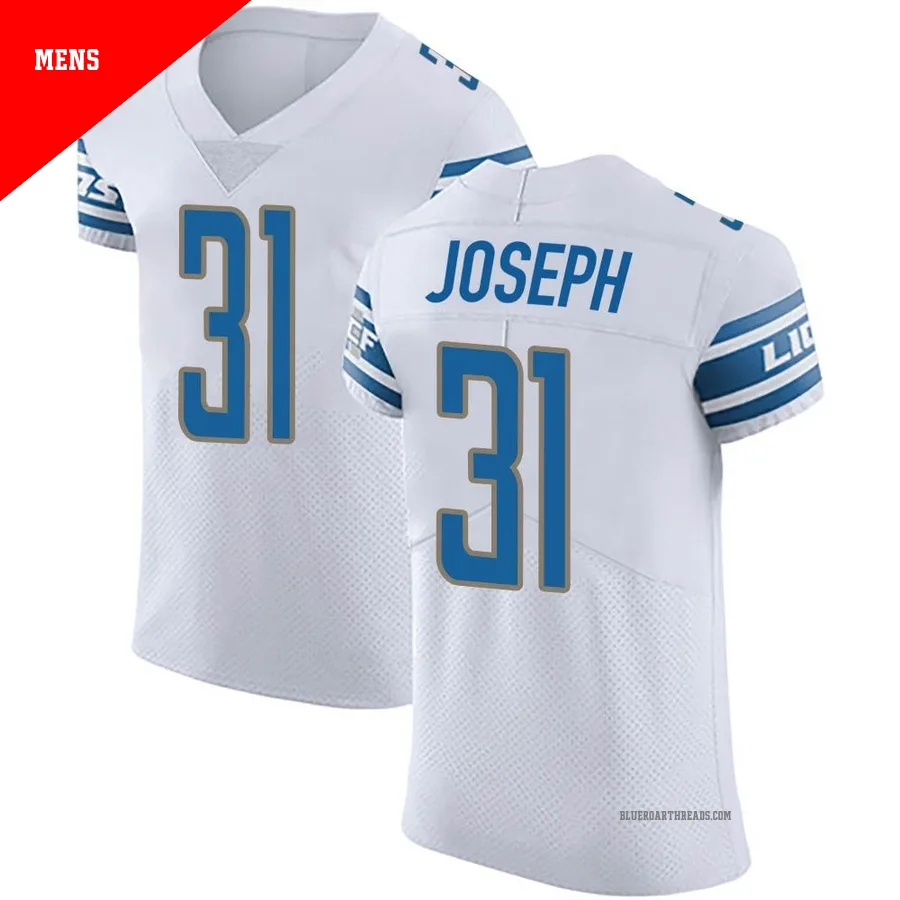 Men's Kerby Joseph ＃31 Detroit Lions White Elite Vapor Untouchable Jersey