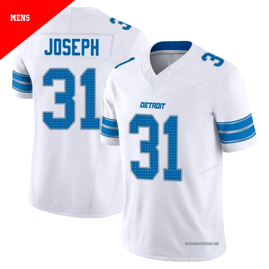 Men's Kerby Joseph ＃31 Detroit Lions White Limited Vapor F.U.S.E. 2nd Jersey