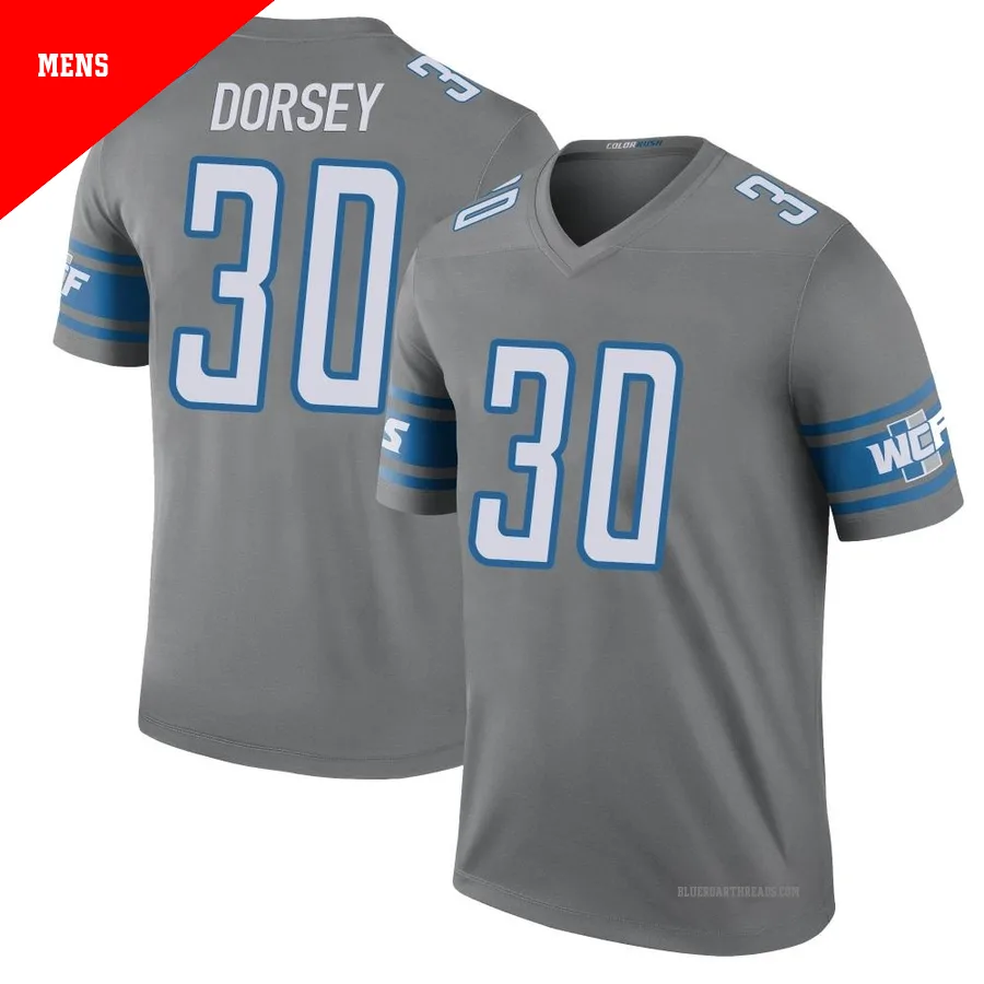Men's Khalil Dorsey ＃30 Detroit Lions Legend Color Rush Steel Jersey