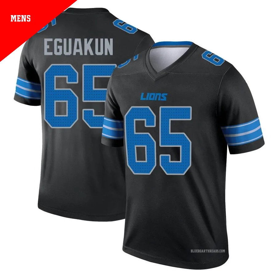 Men's Kingsley Eguakun ＃65 Detroit Lions Black Legend Jersey