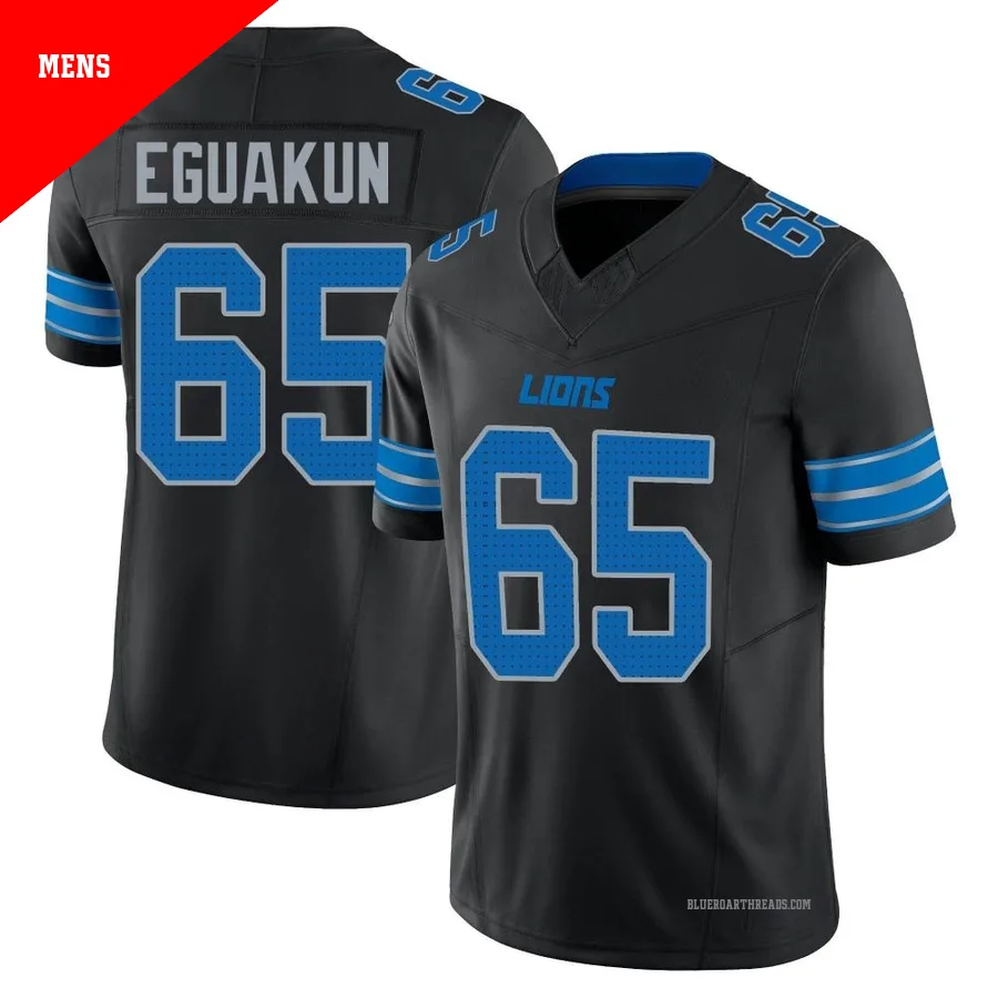 Men's Kingsley Eguakun ＃65 Detroit Lions Black Limited Alternate Vapor F.U.S.E. 2nd Jersey