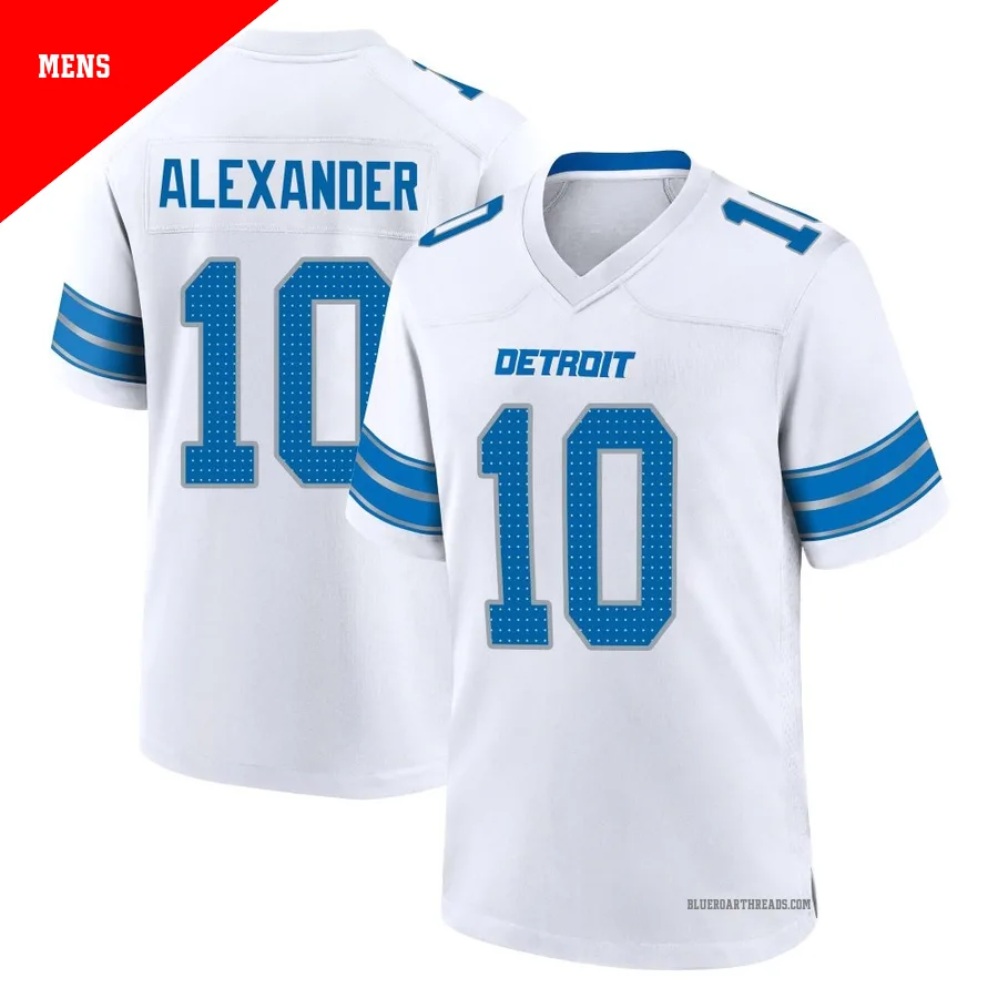 Men's Kwon Alexander ＃10 Detroit Lions White Game 2nd Jersey
