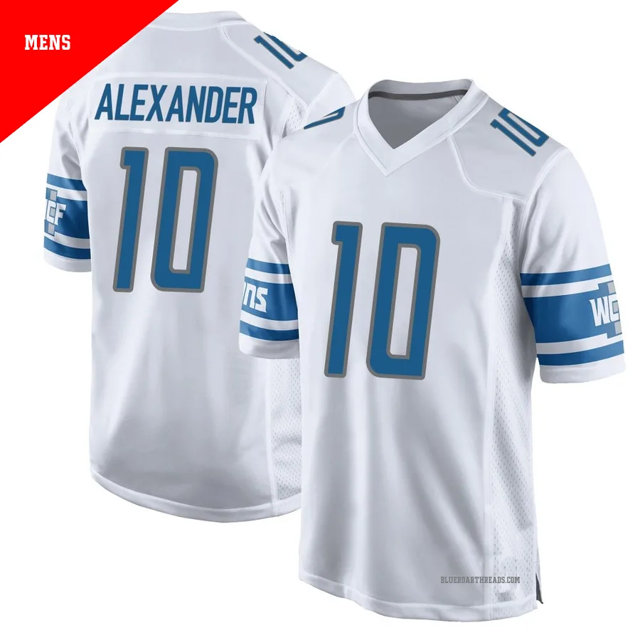 Men's Kwon Alexander ＃10 Detroit Lions White Game Jersey