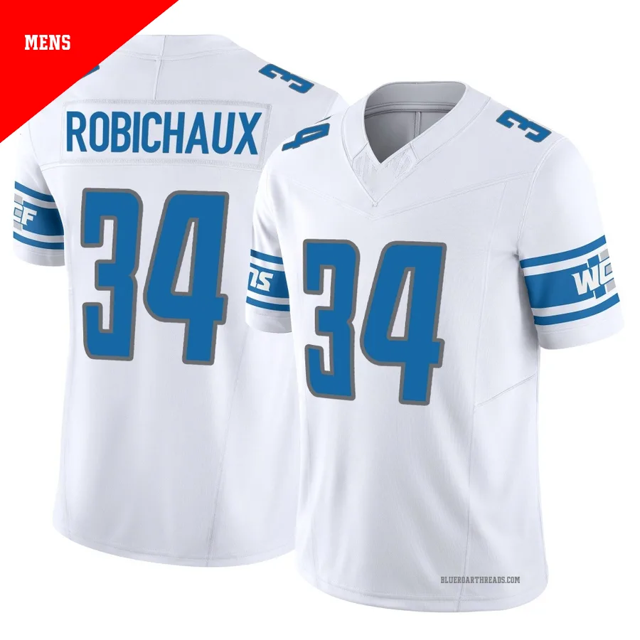 Men's Kye Robichaux ＃34 Detroit Lions White Limited Vapor F.U.S.E. Jersey