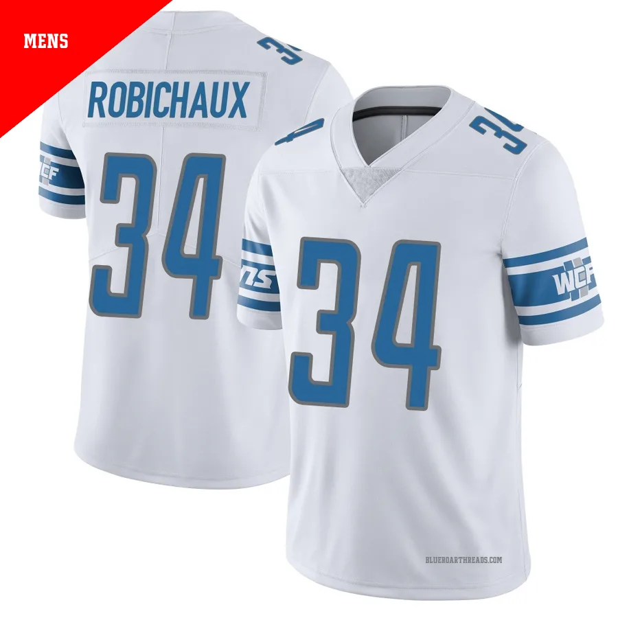 Men's Kye Robichaux ＃34 Detroit Lions White Limited Vapor Untouchable Jersey