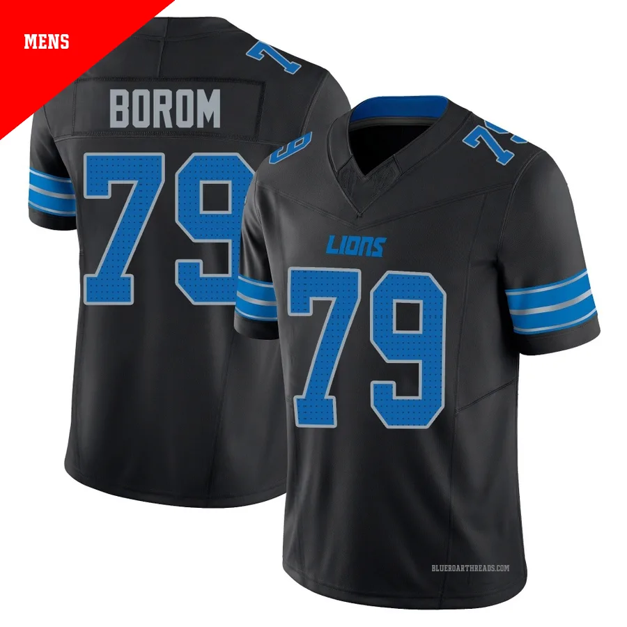 Men's Larry Borom ＃79 Detroit Lions Black Limited Alternate Vapor F.U.S.E. 2nd Jersey
