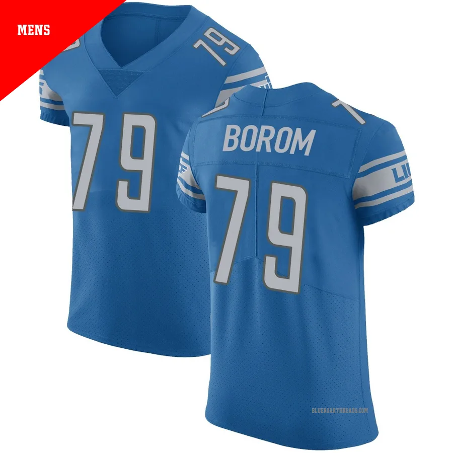 Men's Larry Borom ＃79 Detroit Lions Blue Elite Team Color Vapor Untouchable Jersey