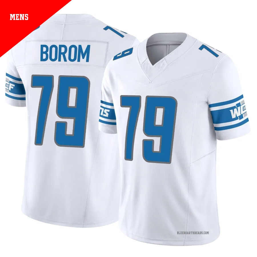 Men's Larry Borom ＃79 Detroit Lions White Limited Vapor F.U.S.E. Jersey