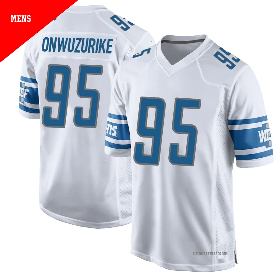 Men's Levi Onwuzurike ＃95 Detroit Lions White Game Jersey