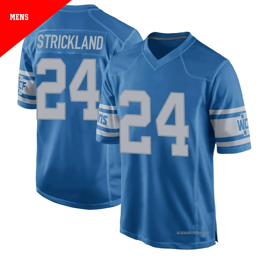 Men's Loren Strickland ＃24 Detroit Lions Blue Game Throwback Vapor Untouchable Jersey
