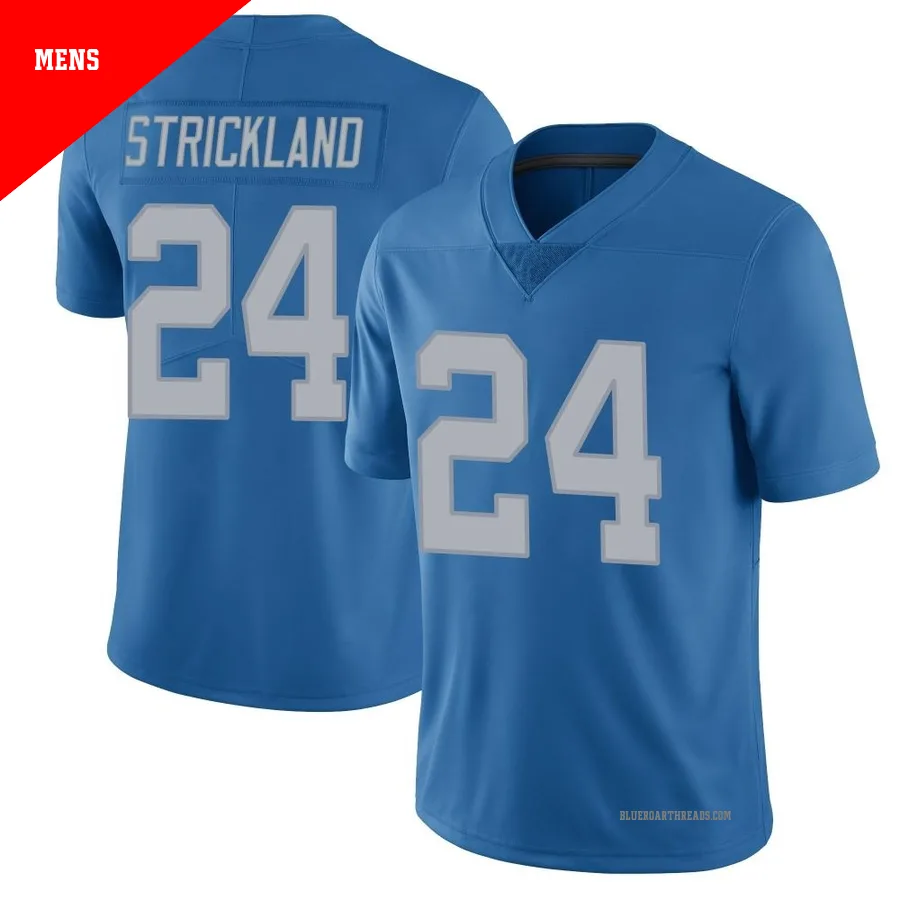 Men's Loren Strickland ＃24 Detroit Lions Blue Limited Throwback Vapor Untouchable Jersey