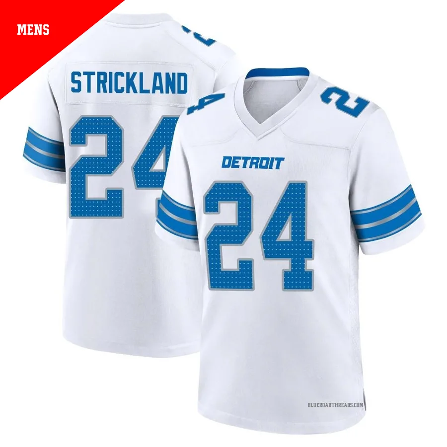 Men's Loren Strickland ＃24 Detroit Lions White Game 2nd Jersey