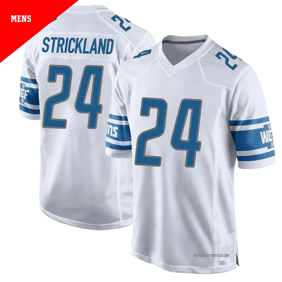 Men's Loren Strickland ＃24 Detroit Lions White Game Jersey