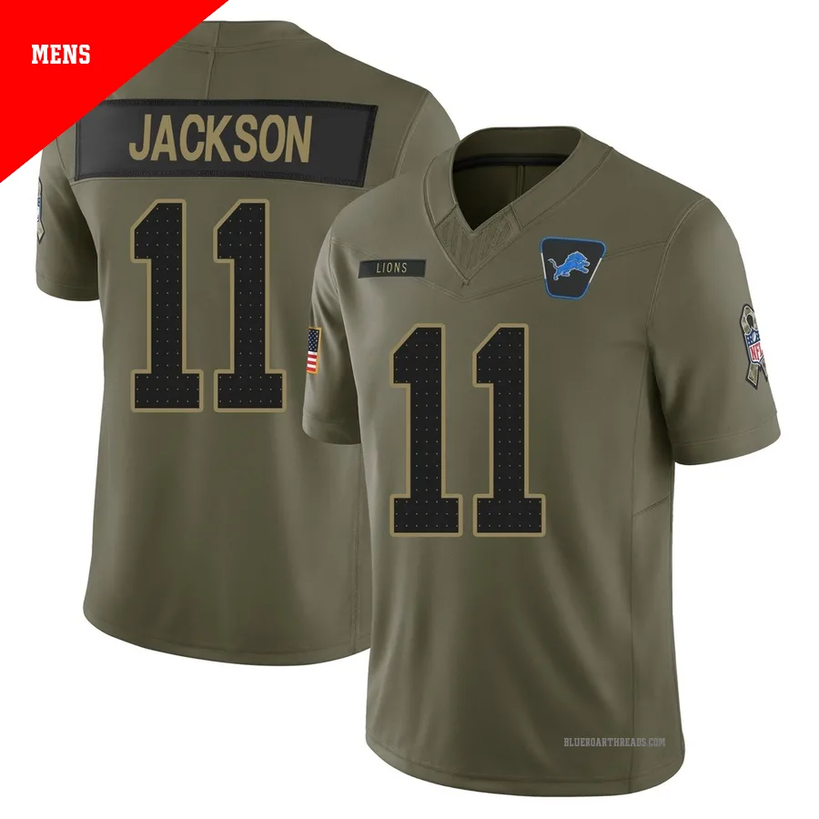 Men's Lucky Jackson ＃11 Detroit Lions Olive Limited 2025 Salute to Service Jersey