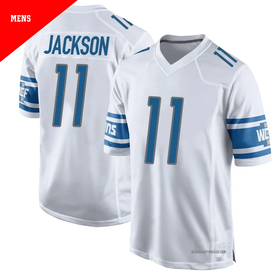 Men's Lucky Jackson ＃11 Detroit Lions White Game Jersey