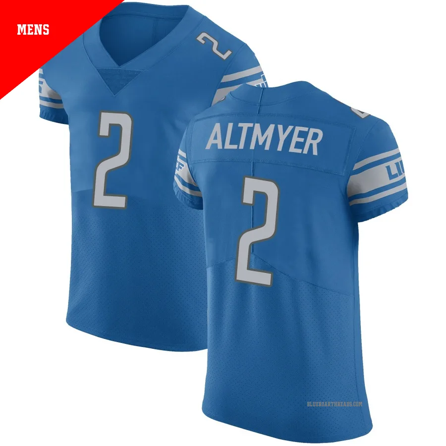 Men's Luke Altmyer ＃2 Detroit Lions Blue Elite Team Color Vapor Untouchable Jersey