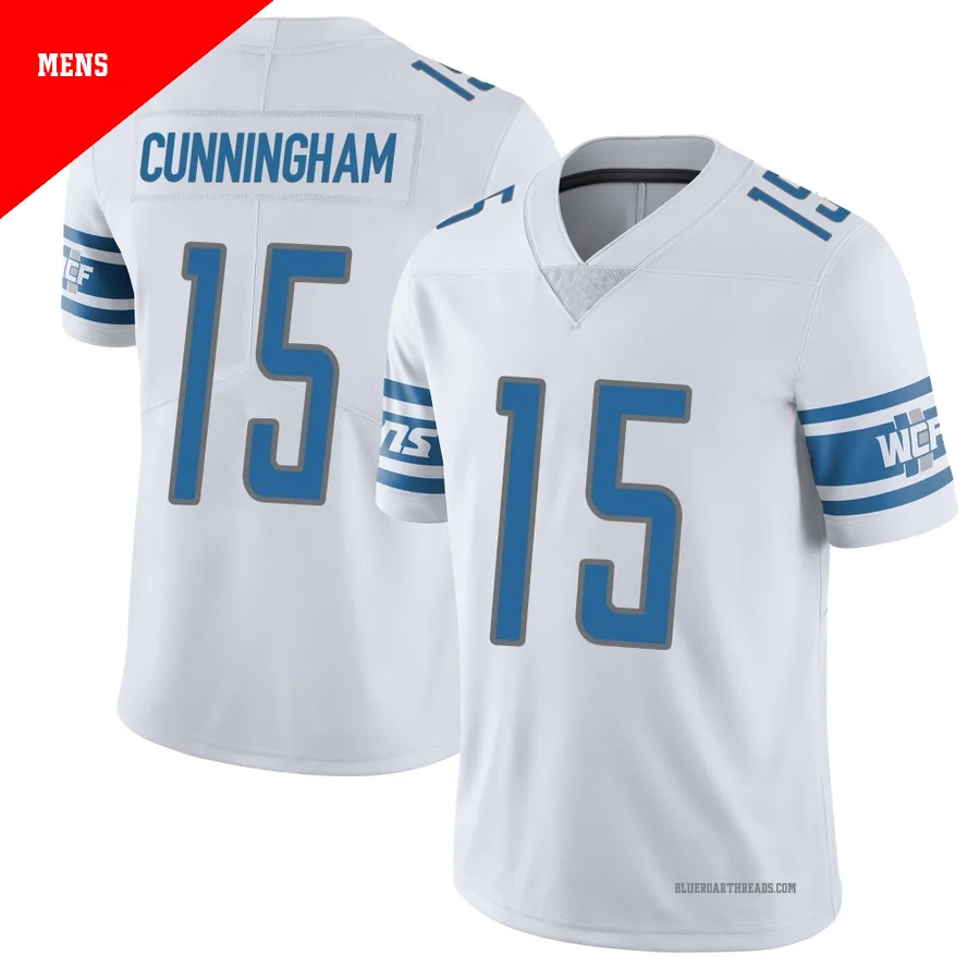 Men's Malik Cunningham ＃15 Detroit Lions White Limited Vapor Untouchable Jersey