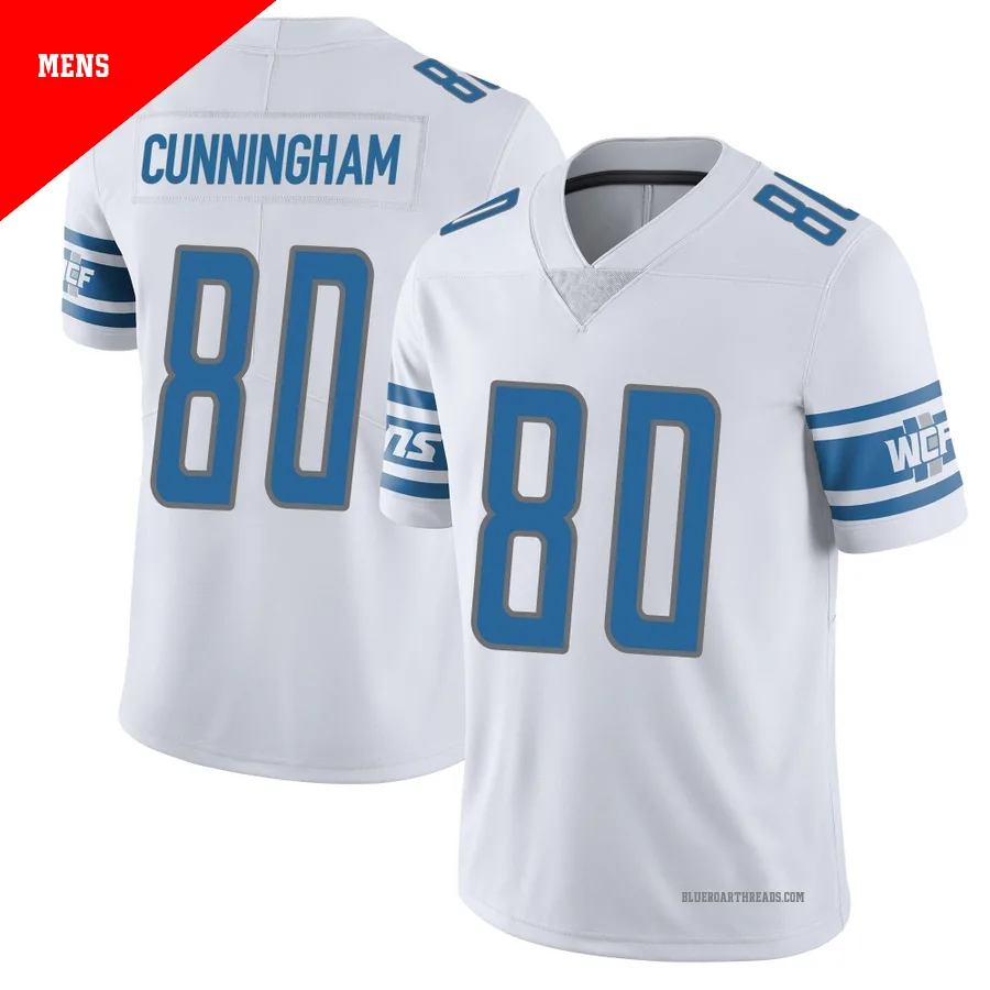 Men's Malik Cunningham ＃80 Detroit Lions White Limited Vapor Untouchable Jersey