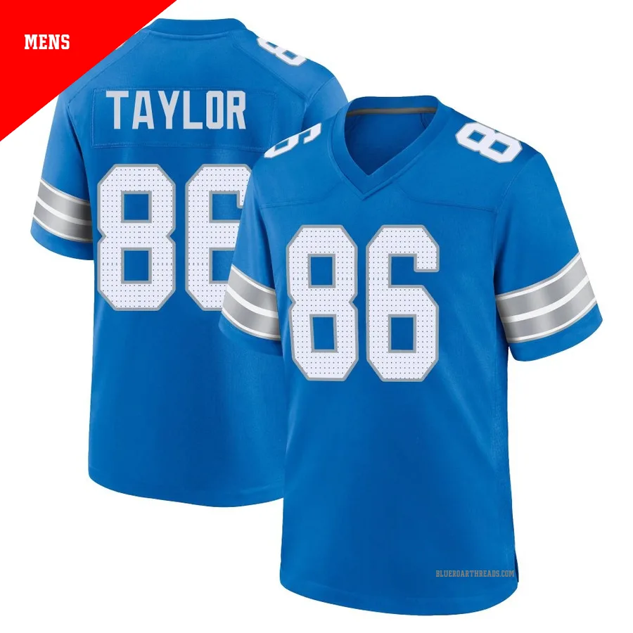 Men's Malik Taylor ＃86 Detroit Lions Blue Game 2nd Jersey