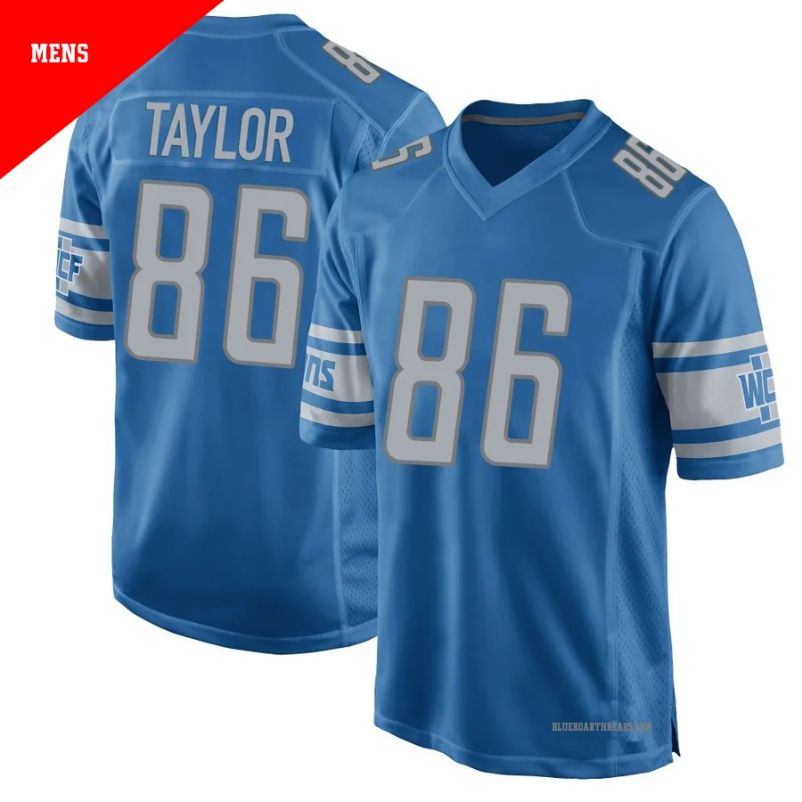 Men's Malik Taylor ＃86 Detroit Lions Blue Game Team Color Jersey