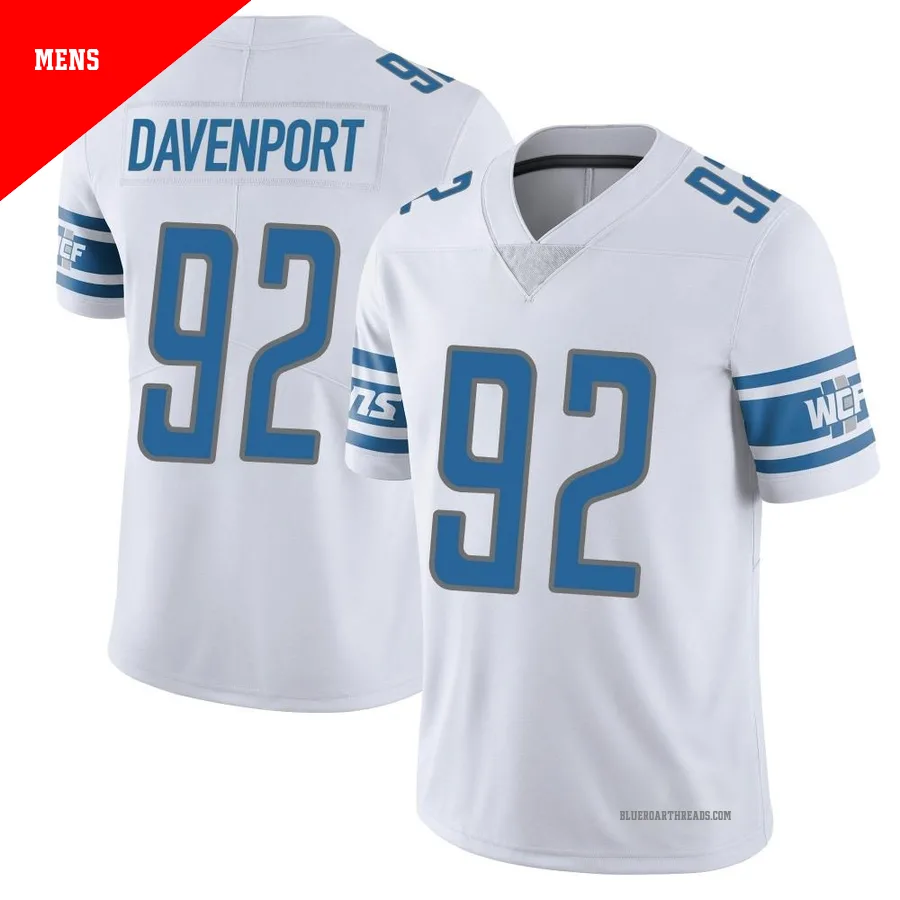 Men's Marcus Davenport ＃92 Detroit Lions White Limited Vapor Untouchable Jersey