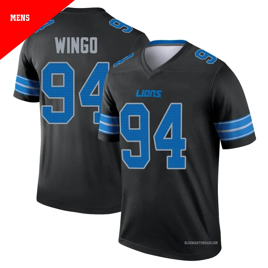 Men's Mekhi Wingo ＃94 Detroit Lions Black Legend Jersey