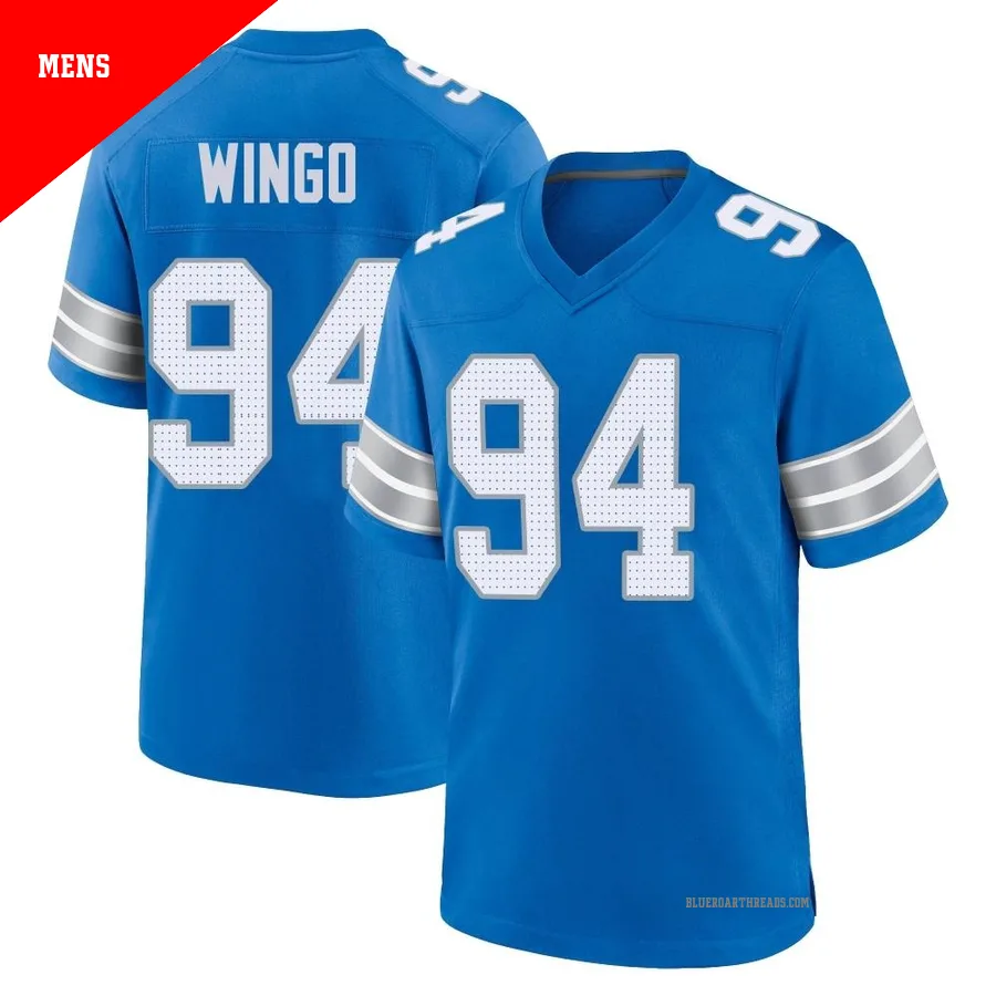 Men's Mekhi Wingo ＃94 Detroit Lions Blue Game 2nd Jersey